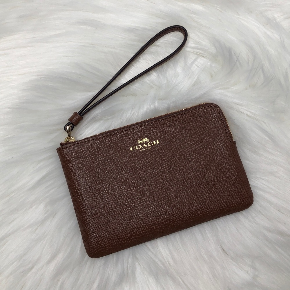 NEW Coach Brown Leather ZIP Wallet Wristlet